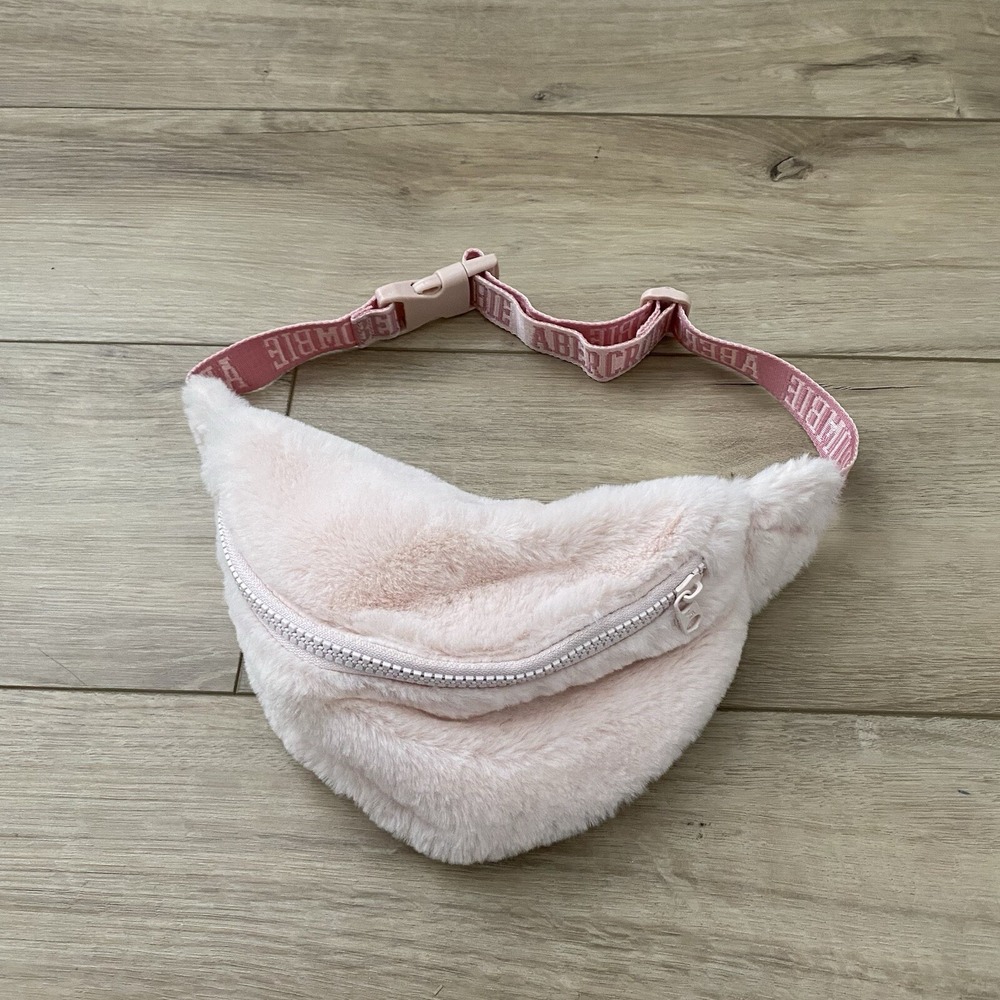 Abercrombie & Fitch Fanny Pack Fannie Bag Pink Fluffy Spell Out  Girls Kids